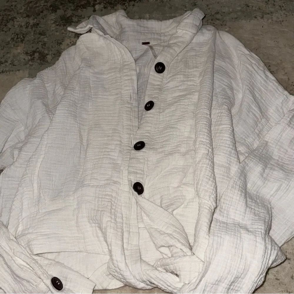 Free People Cream Textured Top